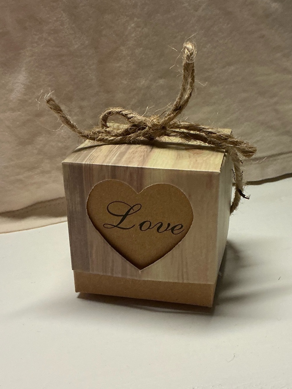Rustic Kraft 'Love' Favor Box with Twine - Natural Brown